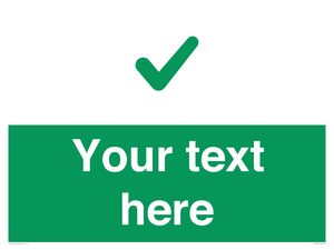 Custom green background, green tick sign